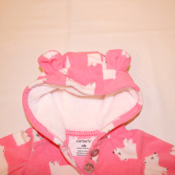 Girls/ carters fleece hoodie One Piece / nb - Picture 3 of 5